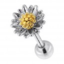 Helix-Piercing Stahl 316L Blume & Pollen Eloxiert Golden