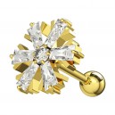 Helix-Piercing Stahl 316L Golden Schneeflocke Sieben Strass