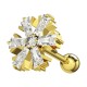 Piercing H&eacute;lix Acier 316L Dor&eacute; Flocon de Neige Sept Strass