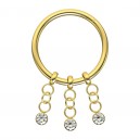 Clicker-Ring-Piercing Scharnier Eloxiert Gold 3 Ketten Weiße Strass