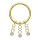 Clicker-Ring-Piercing Scharnier Eloxiert Gold 3 Ketten Wei&szlig;e Strass