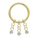 White Strass 3 Chains Gold Anodized Hinged Clicker Piercing Ring