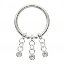 Clicker-Ring-Piercing Scharnier Metallisiert 3 Ketten Wei&szlig;e Strass