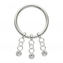 White Strass 3 Chains Metallized Hinged Clicker Piercing Ring