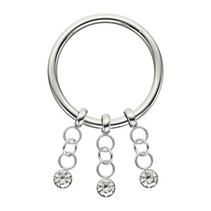 White Strass 3 Chains Metallized Hinged Clicker Piercing Ring