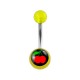Transparent Yellow Acrylic Belly Bar Navel Button Ring w/ Cherries