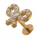 Knorpel-Piercing Stahl 316L Knoten Geformt 19 Strass Gold Rosa