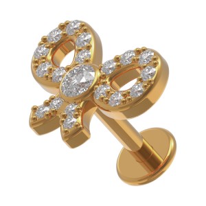 Knorpel-Piercing Stahl 316L Knoten Geformt 19 Strass Gold Rosa