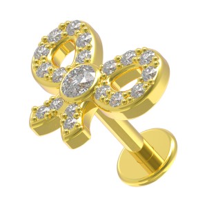 Knorpel-Piercing Stahl 316L Knoten Geformt 19 Strass Golden