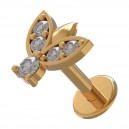 Knorpel- / Helix-Piercing Stahl 316L Fliege Strass Geformt Gold Rosa