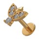 Knorpel- / Helix-Piercing Stahl 316L Fliege Strass Geformt Gold Rosa