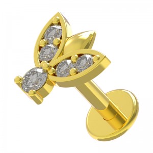 Knorpel- / Helix-Piercing Stahl 316L Fliege Strass Geformt Golden
