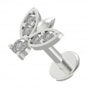 Knorpel- / Helix-Piercing Stahl 316L Fliege Strass Geformt Metallisiert