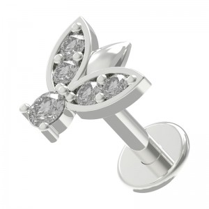 Knorpel- / Helix-Piercing Stahl 316L Fliege Strass Geformt Metallisiert