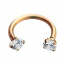 Hufeisen-Piercing Eloxiert Golden Rosa Strass CZ Krallen Weiße