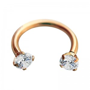 Hufeisen-Piercing Eloxiert Golden Rosa Strass CZ Krallen Weiße