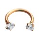 Hufeisen-Piercing Eloxiert Golden Rosa Strass CZ Krallen Weiße