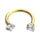 Hufeisen-Piercing Eloxiert Golden Strass CZ Krallen Weiße