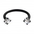 Hufeisen-Piercing Eloxiert Schwarz Strass CZ Krallen Wei&szlig;e