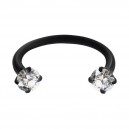 White Claws CZ Strass Black Anodized Circular Barbell Ring