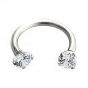 Hufeisen-Piercing Metallisiert Strass CZ Krallen Weiße