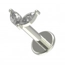 2 Marquise White Strass Wings Metallized Cartilage Piercing Ring
