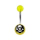 Nombril Acrylique Transparent Jaune Tête de Mort
