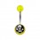 Transparent Yellow Acrylic Navel Belly Button Ring w/ Skull