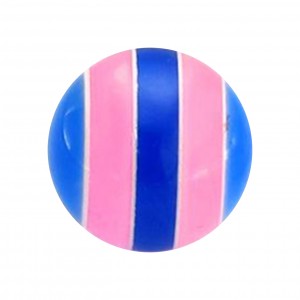 Boule Piercing Acrylique Bandes Colorées Bleu / Rose