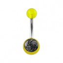 Transparent Yellow Acrylic Belly Bar Navel Button Ring w/ Spiral