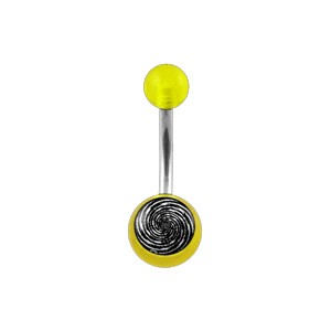 Transparent Yellow Acrylic Belly Bar Navel Button Ring w/ Spiral
