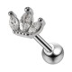 Helix- / Tragus-Piercing Stahl 316L Metallisiert Krone 3 Strass Weiß