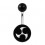 Shuriken White Flat Relief Black Acrylic Belly Button Ring