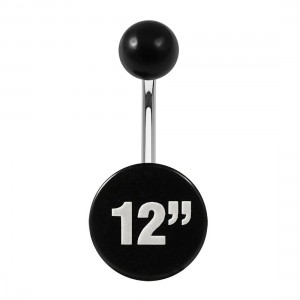 Piercing Ombligo Acrílico Negro Relieve Blanco Plano Numero 12