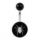 Spider White Flat Relief Black Acrylic Belly Button Ring