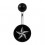 Nautical Star White Flat Relief Black Acrylic Belly Button Ring