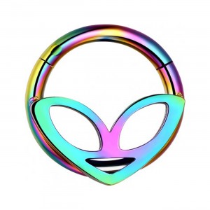 Piercing Ohrläppchen / Clicker-Segment-Ring Eloxiert Mehrfarbig Alien