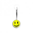 Transparent Acrylic Belly Bar Navel Button Ring w/ Smiley