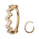 White Strass Rose Gold Multiple Zig Zag Helix/Conch Piercing Ring