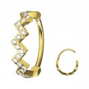 Piercing Anillo Hélix / Conch Múltiples Zig-Zag Dorado Strass Blancos