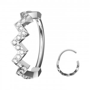 Piercing Anillo Hélix Múltiples Zig-Zag Metálico Strass Blancos