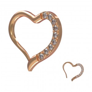Daith-Piercing Clicker-Ring Hertz Golden Rosa 9 Wei&szlig;e Strass