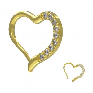 Piercing Daith Anillo Clicker Corazón Dorado 9 Strass Blancos