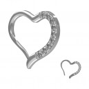 Daith Anneau Clicker Coeur Métallisé 9 Strass Blancs