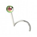 Metallized 316L Steel Nose Piercing Ring & Rainbow Anodized Ball