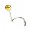 Metallized 316L Steel Nose Piercing Ring & Golden Anodized Ball