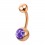 Piercing Nombril Acier 316L Anodisé Rose Doré Strass Violet