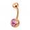 Piercing Nombril Acier 316L Anodisé Rose Doré Strass Rose