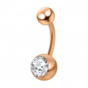 White Strass Rose Gold Anodized 316L Steel Belly Button Ring