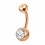 White Strass Rose Gold Anodized 316L Steel Belly Button Ring